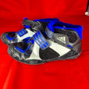 Adidas Extero II Wrestling Shoes G03770 Black Blue Silver 2 Straps Size 4